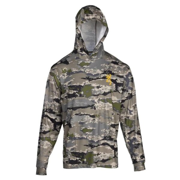 Browning Hooded Long Sleeve Tech Shirt Ovix Camo M - Precision Shot Firearms