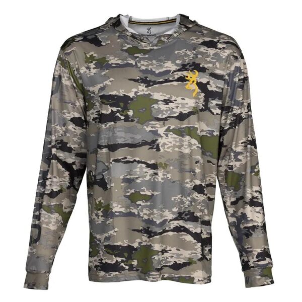 Browning Hooded Long Sleeve Tech Shirt Ovix Camo M - Precision Shot Firearms