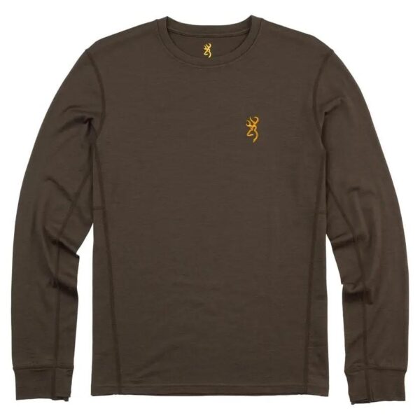 Browning Merino Crew Long Sleeve Shirt Major Brown S - Precision Shot Firearms