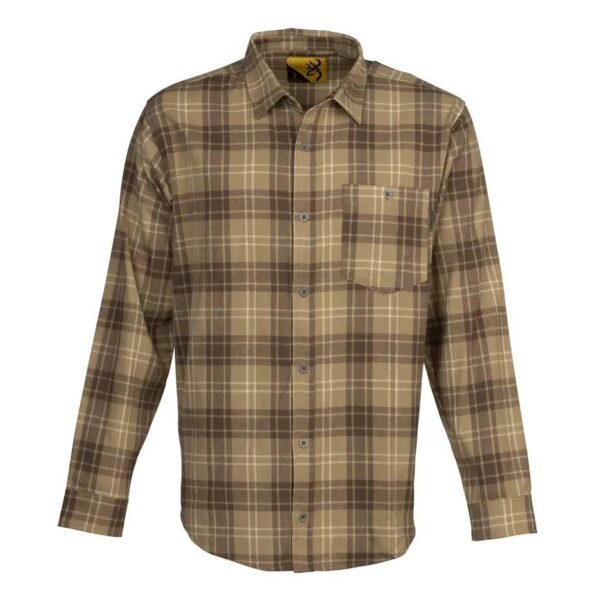 Browning Upland Flannel Long Sleeve Shirt Tan M - Precision Shot Firearms
