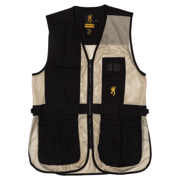 Browning Trapper Creek Mesh Shooting Vest Black and Tan L - Precision Shot Firearms