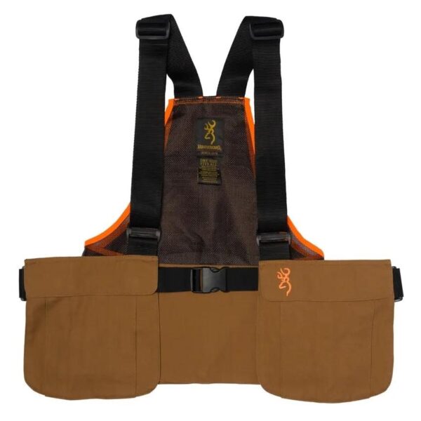 Browning Upland Strap Vest Tan/Blaze ONESIZE Fits Most - Precision Shot Firearms