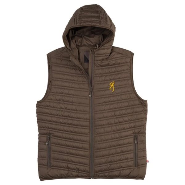 Browning Packable Puffer Hooded Vest Major Brown S - Precision Shot Firearms