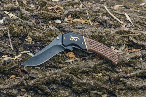Browning Buckmark Hunter Liner Lock Knife Hardwood Scales - Large - 3-1/2" Blade Black - Precision Shot Firearms