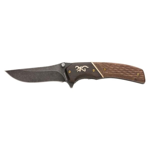 Browning Buckmark Hunter Liner Lock Knife Hardwood Scales - Large - 3-1/2" Blade Black - Precision Shot Firearms