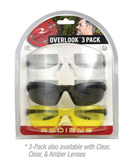 Radians Overlook Shooting Glasses Combo Pack Black Clear Amber Lens 3/ct - Precision Shot Firearms