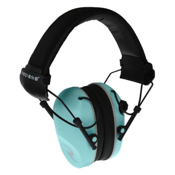 Radians Dual Microphone Electronic Earmuff 3.5mm Stereo Jack 23dB Black Aqua - Precision Shot Firearms