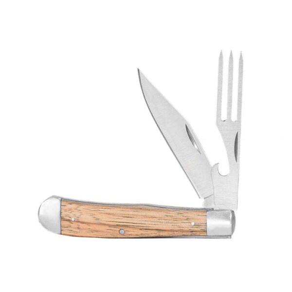 ABKT Cattleman Chuckwagon Trapper Knife 3-1/4" Blade with Fork Blade Zebrawood - Precision Shot Firearms