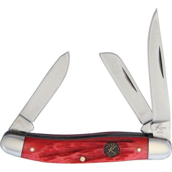 Roper Knives Stockman Chaparral Series Pocket Knife 3 Blades 2-1/2" Red Bone - Precision Shot Firearms
