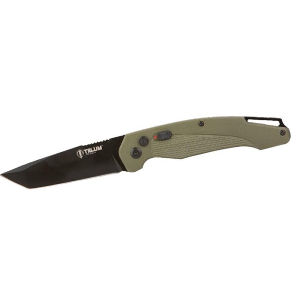 Telum Titan Tactical Automatic Folding Knife 4" Tanto Blade OD Green - Precision Shot Firearms