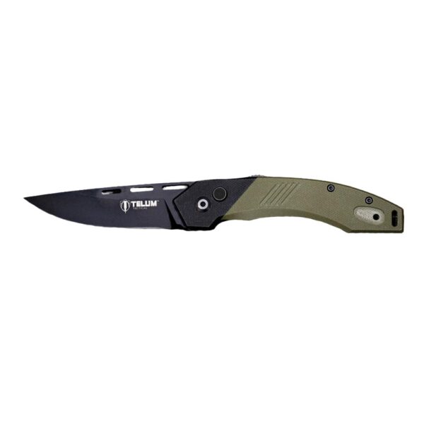 Telum Scorch Tactical Automatic Folding Knife 3-1/2" Drop Point Blade OD Green - Precision Shot Firearms