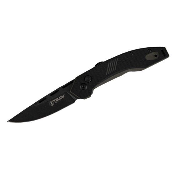 Telum Incinerator Tactical Automatic Knife 3-1/2" Drop Point Blade Black - Precision Shot Firearms