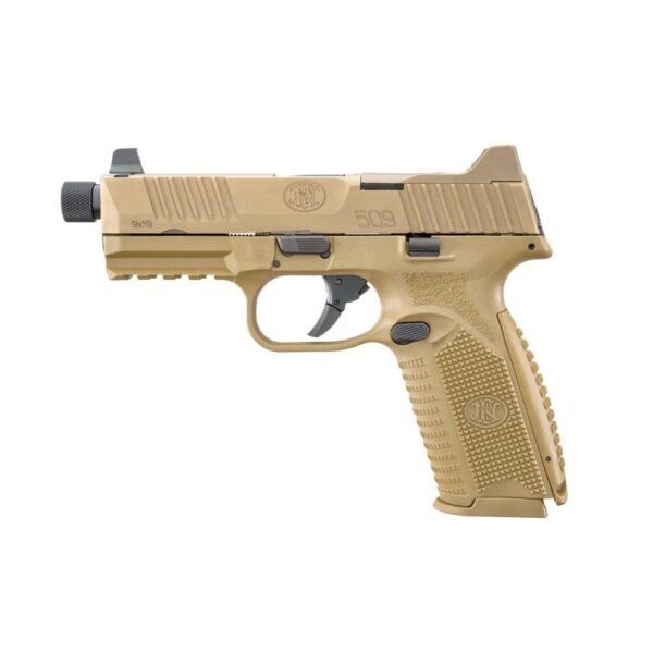FN 509 Tactical Handgun 9mm Luger 10rd Magazines (2) 4.5" Threaded Barrel FDE NMS - Precision Shot Firearms