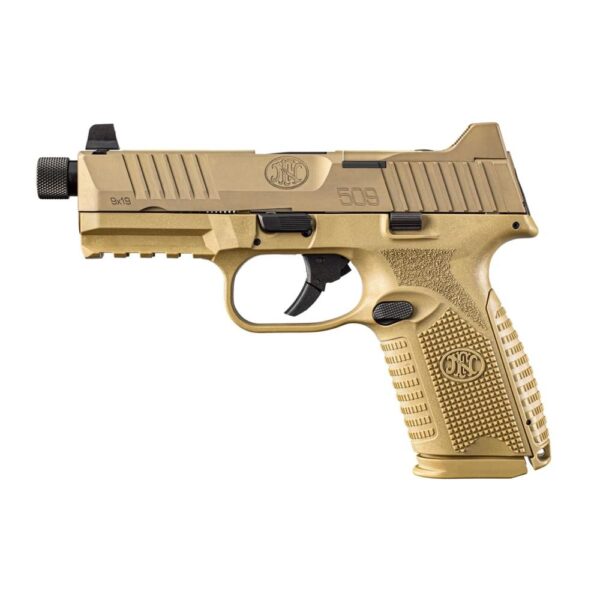 FN 509 Midsize Tactical Handgun 9mm Luger 15rd & 24rd Magazines (2) 4.5" Threaded Barrel FDE NMS - Precision Shot Firearms