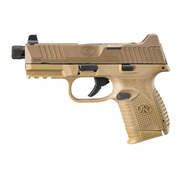 FN 509 Compact Tactical Handgun 9mm Luger 10rd Magazines (2) 4.32" Barrel FDE - Precision Shot Firearms