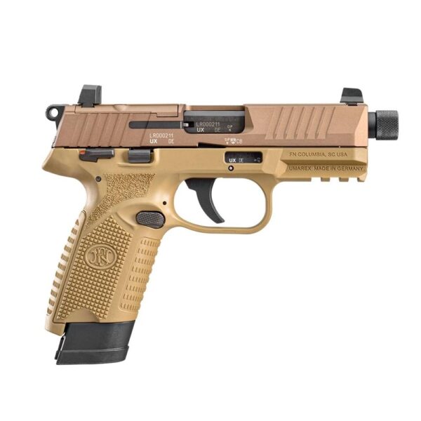 FN USA 502 Tactical Handgun .22 LR 10rd & 15rd Magazines (2) 4.6" Threaded Barrel FDE - Precision Shot Firearms