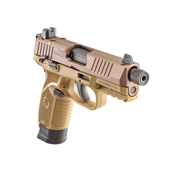 FN USA 502 Tactical Handgun .22 LR 10rd & 15rd Magazines (2) 4.6" Threaded Barrel FDE - Precision Shot Firearms