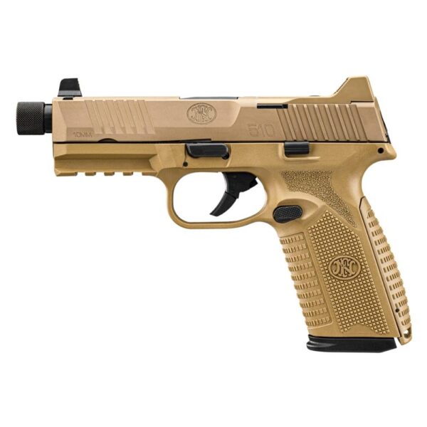 FN 510 Tactical Handgun 10mm 15rd & 22rd Magazines (2) 4.71" Threaded Barrel FDE NMS Night Sights - Precision Shot Firearms