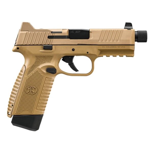 FN 545 Tactical Handgun 45 ACP 15rd & 18rd Magazines (2) 4.71" Threaded Barrel FDE NMS Night Sights - Precision Shot Firearms