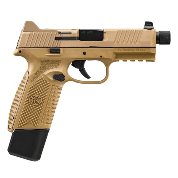 FN 545 Tactical Handgun 45 ACP 15rd & 18rd Magazines (2) 4.71" Threaded Barrel FDE NMS Night Sights - Precision Shot Firearms