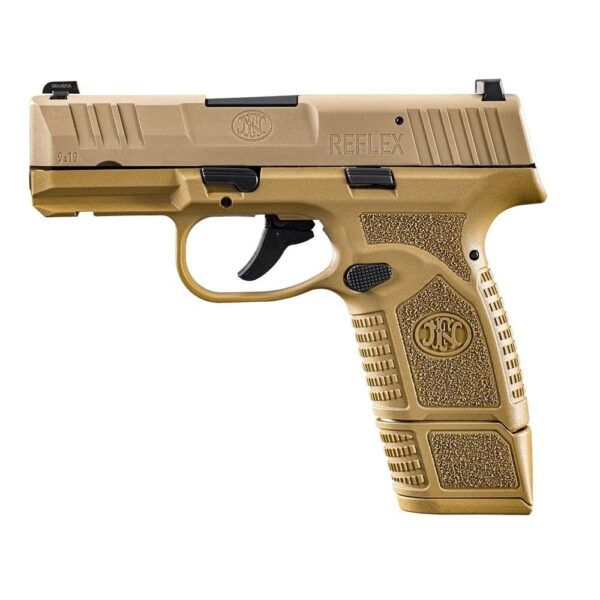 FN USA Reflex Handgun 9mm Luger 11rd & 15rd Magazines (2) 3.3" Barrel FDE Night Sights NMS - Precision Shot Firearms