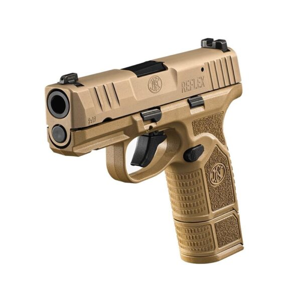 FN USA Reflex Handgun 9mm Luger 11rd & 15rd Magazines (2) 3.3" Barrel FDE Night Sights NMS - Precision Shot Firearms