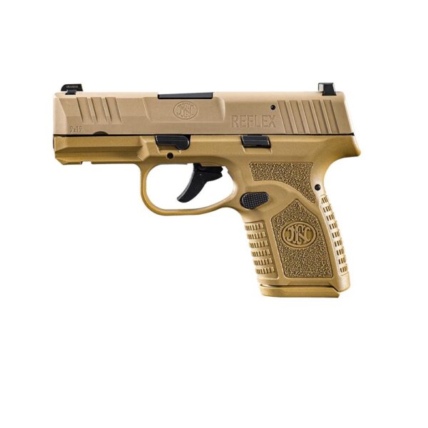 FN Reflex MS Handgun 9mm Luger 11rd (1) & 15rd (1) Magazines 3.3" Barrel FDE - Precision Shot Firearms