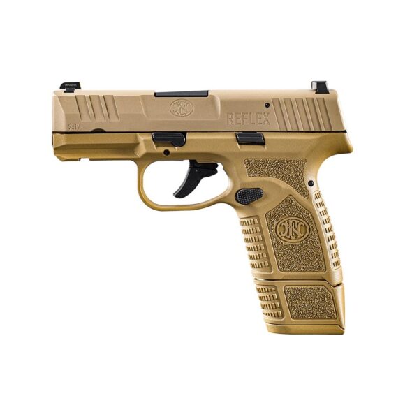 FN Reflex MS Handgun 9mm Luger 11rd (1) & 15rd (1) Magazines 3.3" Barrel FDE - Precision Shot Firearms
