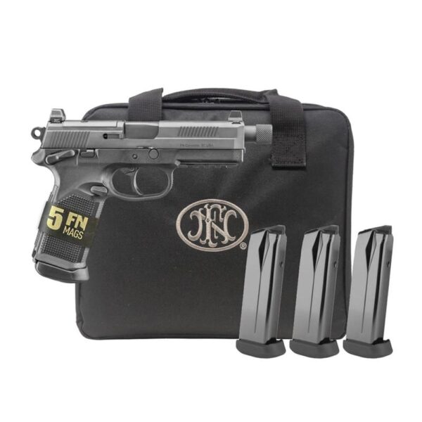 FN FNX-45 Tactical Handgun Bundle .45 ACP 15rd Magazines (5) 5.3" .578x28 Threaded Barrel Black - Precision Shot Firearms