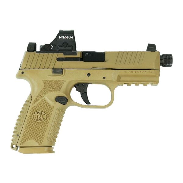 FN 509 Tactical Handgun 9mm Luger 15rd (1) & 24rd (1) Magazines 4.5" Barrel FDE with Holosun Red Dot - Precision Shot Firearms