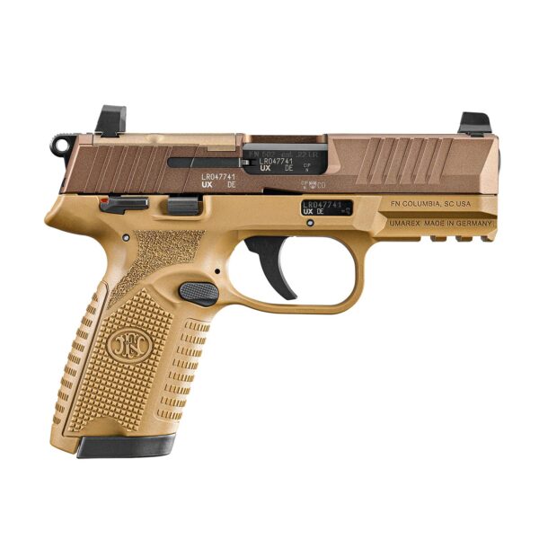 FN 502 MRD CA Compliant Handgun .22 LR 10rd Magazines(2) 4" Barrel FDE Optic Ready - Precision Shot Firearms