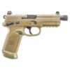 FN FNX-45 Tactical Handgun .45 ACP 15rd Magazines (2) 5.3" Threaded Barrel FDE Night Sights - Precision Shot Firearms