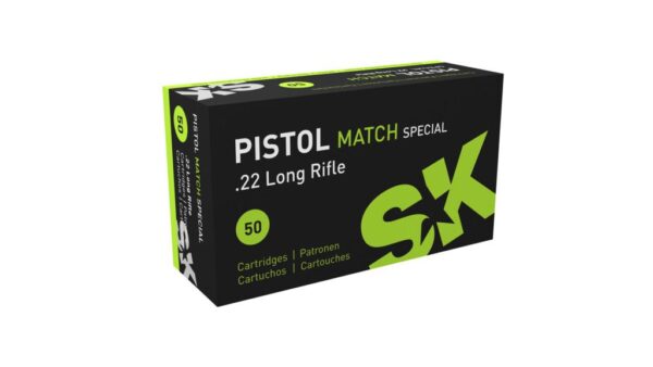 SK Pistol Match Special Rimfire Ammunition .22 LR 40 gr LRN 938 fps 50/ct - Precision Shot Firearms