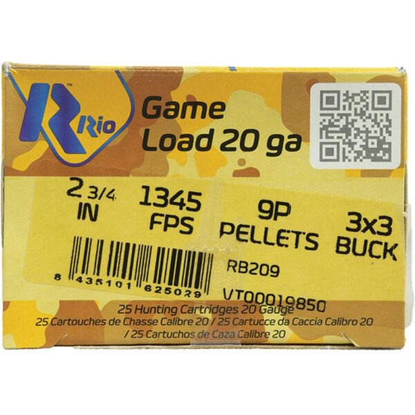 Rio Royal Buck 20ga 2-3/4" 9 plts #1 1345 fps 25/ct - Precision Shot Firearms