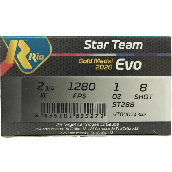 Rio Star Team EVO Shotshells 12ga 2-3/4" 1oz #8 1280 fps 25/ct - Precision Shot Firearms