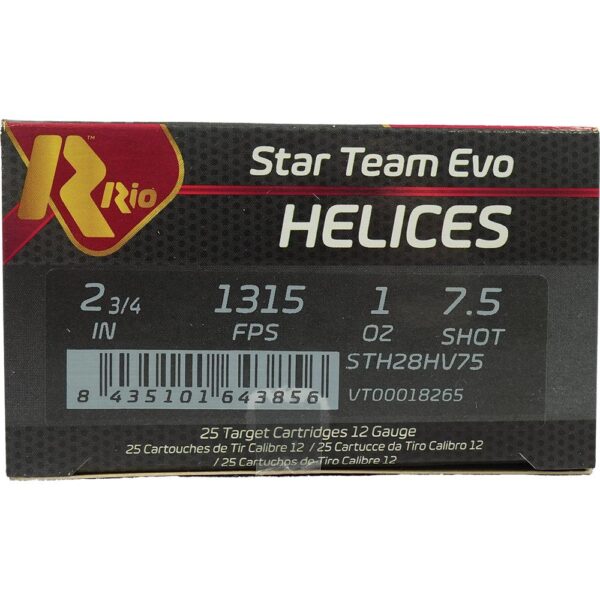 Rio Star Team EVO Helice HV Shotshell 12ga 2-3/4" 1oz 1315 fps #7.5 25/ct - Precision Shot Firearms