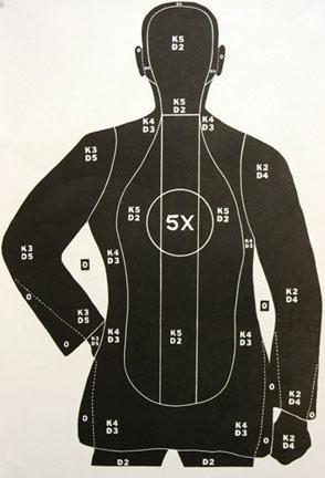 Speedwell Police Qualification Silhouette New Standard 5 X Ring - 200/Pack -27" X 38" - Precision Shot Firearms