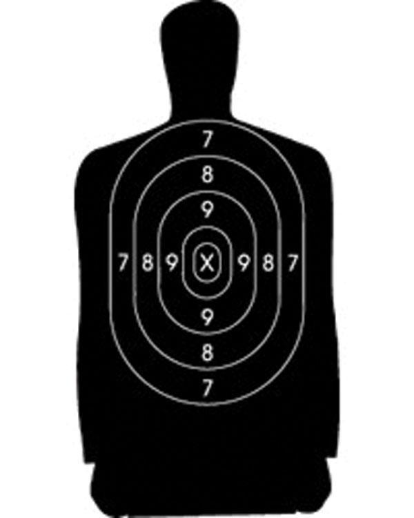 Speedwell Official NRA Police Qualification Silhouette Police Silhouette Reduced 25 yd. 500/Pack - Precision Shot Firearms