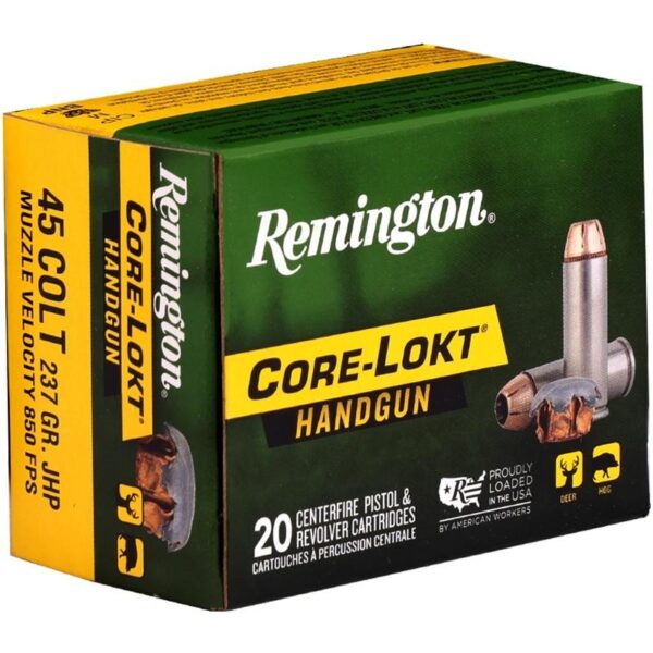 Remington Core-Lokt Handgun Ammunition .45 Colt 237gr JHP 840 fps 20/ct - Precision Shot Firearms