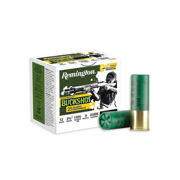 Remington Buckshot 12 ga 2 3/4" 3 3/4 dr 9 plts #00 1325 fps - 250/Case (10Boxes 25/ct) - Precision Shot Firearms