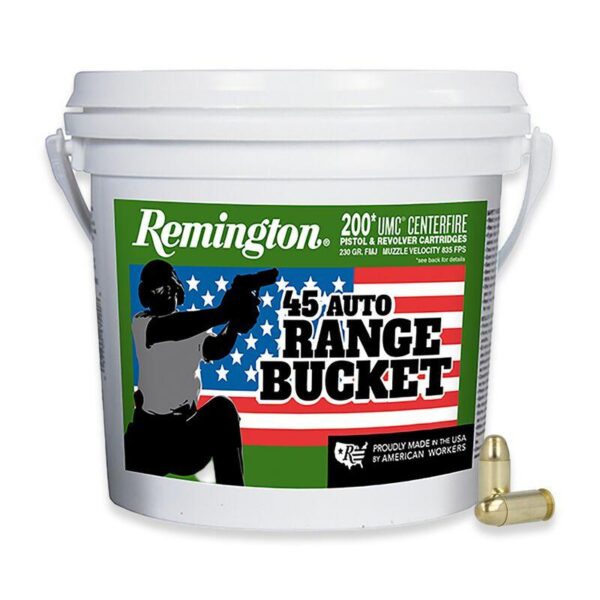 Remington UMC "Range Bucket" Handgun Ammunition .45 ACP 230 gr FMJ 835 fps 200/ct - Precision Shot Firearms
