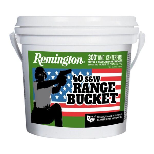 Remington UMC Range Bucket Handgun Ammunition .40 S&W 180 gr FMJ 990 fps 300/ct - Precision Shot Firearms