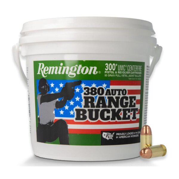 Remington UMC Range Bucket Handgun Ammunition .380 Auto 95 gr FMJ 955 fps 300/ct - Precision Shot Firearms