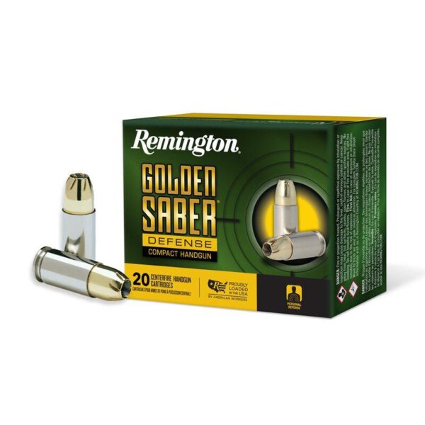 Remington Golden Saber Defense Compact Ammunition 9mm Luger 124gr BJHP 1020 fps 20/ct - Precision Shot Firearms