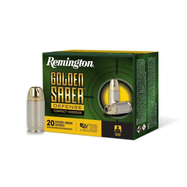 Remington Golden Saber Defense Compact Ammunition .380 Auto 102gr BJHP 815 fps 20/ct - Precision Shot Firearms