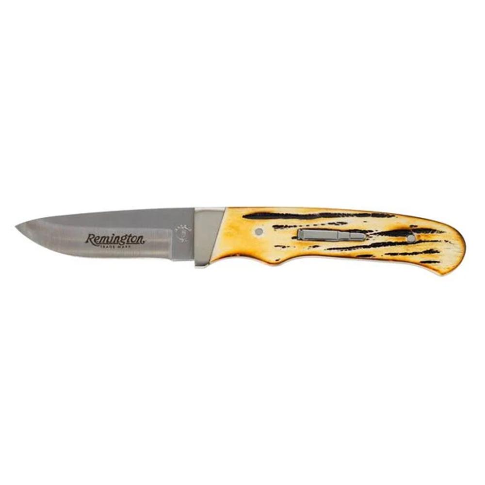 Remington 2026 Bullet Knife King of the Mountain 3-1/2" Drop Point Blade Stag Bone - Precision Shot Firearms