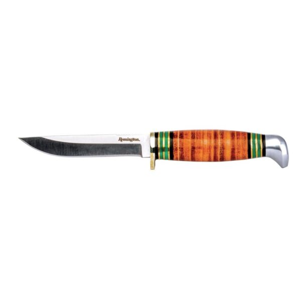 Remington Stacked Leather Fixed Knife 4" Straight Back Blade - Precision Shot Firearms