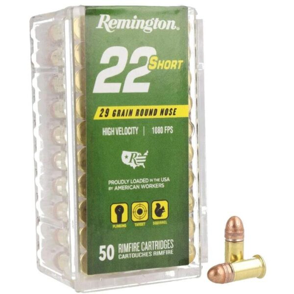 Remington 22 Short Rimfire Ammunition .22 Short 29gr CPRN 1080 fps 50/ct - Precision Shot Firearms