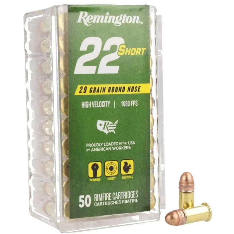 Remington 22 Short Rimfire Ammunition .22 Short 29gr CPRN 1080 fps 50/ct - Precision Shot Firearms