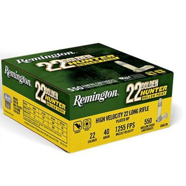 Remington Golden Hunter Rimfire Ammunition .22LR 40gr HP 1255 fps 550/ct - Precision Shot Firearms